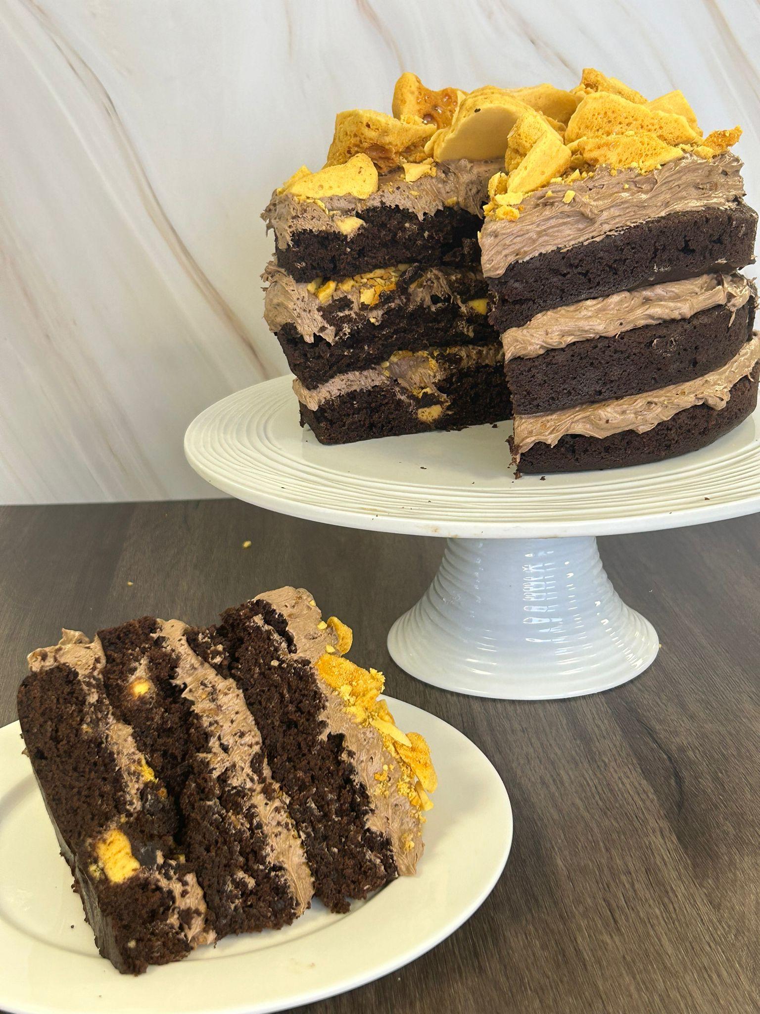 Vegan Honeycomb Chocolate Cake