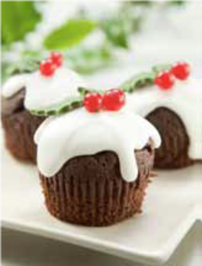 Christmas Pudding Cupcakes using Macphie Choc Genoese